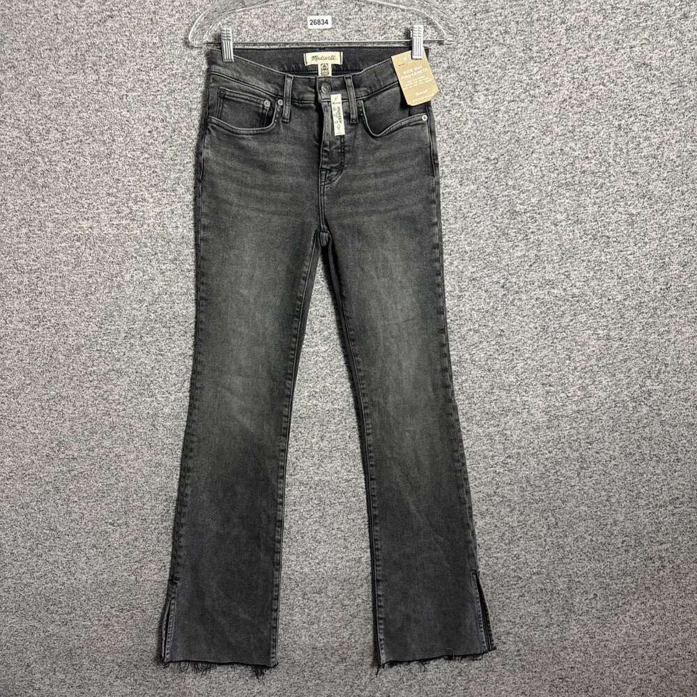 NWT Madewell Women's Size 25 Black Gray Kick Out Full Length Mid-Rise Jeans